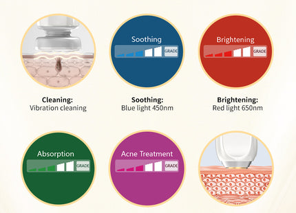 6-in-1 Multifunctional Phototherapy Beauty Device, LED Facial Beauty Device, Portable, Moisture Detection, SkinDr600, CE, RoHS, FCC Listed