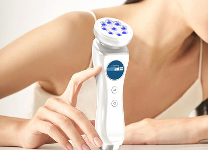 Professional Skin Care at Home – Moisture Detection + Light Therapy! L E D Facial Beauty Device Portable at-Home Face Tool for Skin Care